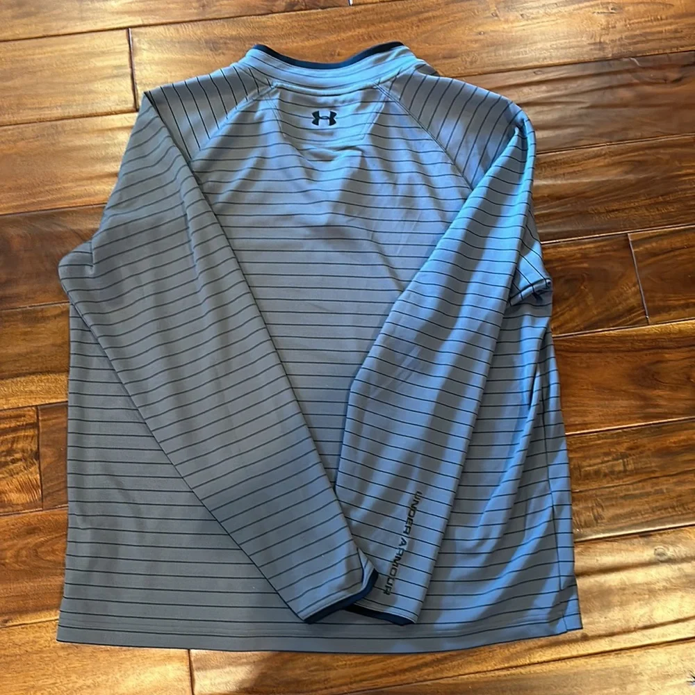 Under Armour Men’s Grey horiz striped 1/4 zip performance all season gear Sz XL - Picture 4 of 4